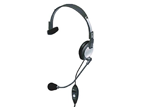 Andrea Communications NC-181VM USB On-Ear Monaural Computer Headset with noise-canceling microphone, in-line volume/mute controls, and built-in external sound card and USB plug