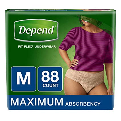 Depend Fit-Flex MEDIUM Maximum Absorbency Underwear for Women, 88 ct.