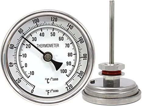 CONCORD 3" Stainless Steel Thermometer with Mounting Assembly. Great for Home Brewing