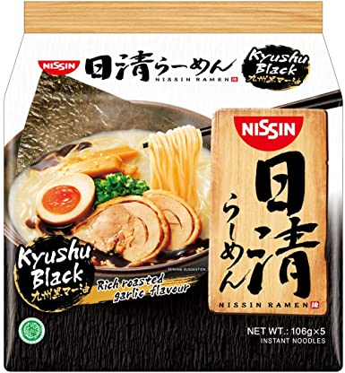 Nissin Ramen Kyushu Black Instant Noodle 5 Packets, 530 g, Garlic
