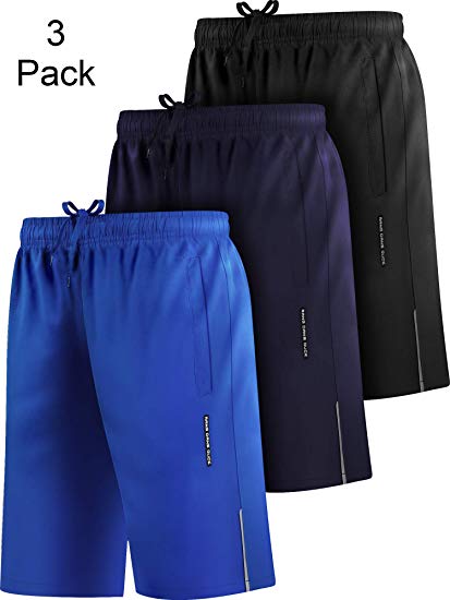 Boao 3 Pieces Men Running Shorts 5 Inch Quick-Dry Running Athletic Shorts(Medium)