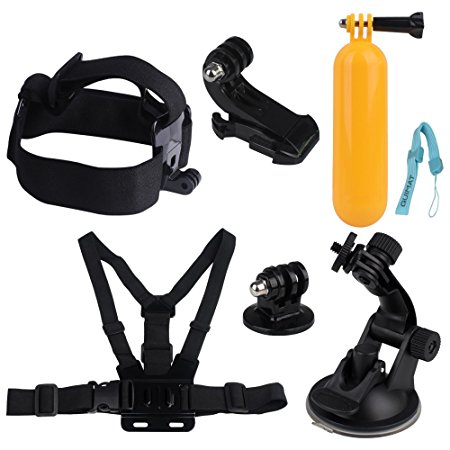 Quimat Basic Sports Camera Accessory Bundle Kits for Gopro Hero ANATR Sports Camera - Head Strap Chest Belt Folating Mount & Auto Suction Cup