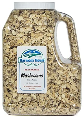 Harmony House foods, Dried Mushrooms, Bits & Pieces (24 oz Gallon Size Jug) - Single