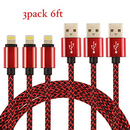 Lighting Cable,VVinRC 4Pack 6Feet Nylon Braided Lightning Cable to USB Charging Charger for iPhone X/8/8 Plus/ 7/ 7 Plus/ SE/ 6s/ 6 /6 Plus/ 6s Plus/ 5s/ 5c/ 12/ iPad Air/ Mini/ iPod Nano/ Touch