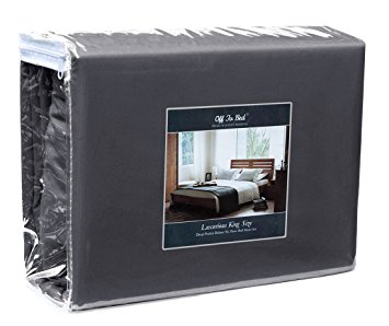 Off To Bed Luxury Deep Pocket 6 Piece Bed Sheets Set, Wrinkle, Fade, Stain Resistant - Hypoallergenic Includes 1 Fitted Sheet, 1 Flat Sheet and 4 Pillow Cases (Queen, Grey)