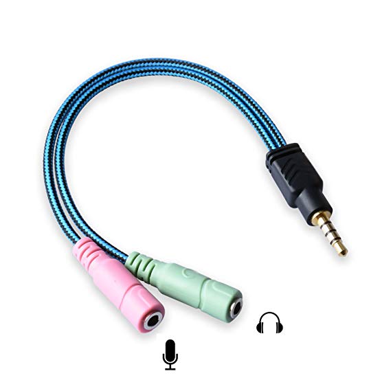 Mic and Audio splitter,Centrita Headset Mic Audio Y splitter joiner cable with two 3.5mm female input Mic and Audio jacks to a male connector,audio mic adapter for Laptop,smartphone,PS4,tablet,iPad.