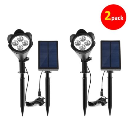 Separated Panel and Stake200 Lumens Solar In-ground Lights Wall Lights Waterproof 4 Led Solar Outdoor Lighting Spotlights Landscape Lights for Yard Garden Driveway Pool Area Etc