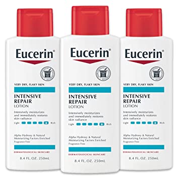 Eucerin Intensive Repair Lotion - Rich Lotion for Very Dry, Flaky Skin - 8.4 fl. oz. Bottle (Pack of 3)