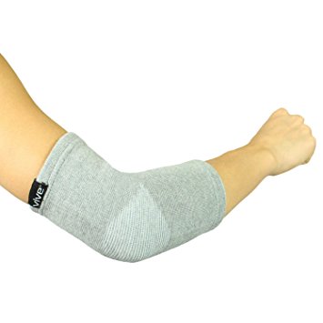 Bamboo Elbow Support by Vive - Best Elastic Compression Sleeve for Tendonitis, Tennis Elbow Pain, Golfers - Antimicrobal Bamboo Material - Vive Guarantee (Small / Medium)