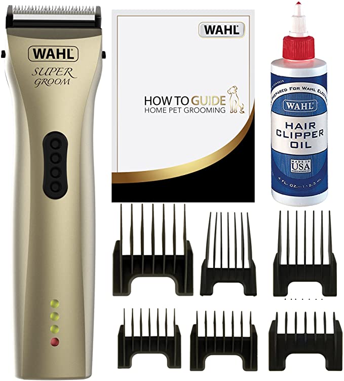 Wahl Dog Clippers, Supergroom Premium Dog Grooming Kit, Full Coat Dog Grooming Clippers for All Coat Types, Low Noise Cordless Pet Clippers