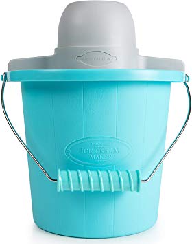 Nostalgia PICM4BG 4-Quart Electric Ice Cream Maker with Easy-Carry Handle, Blue