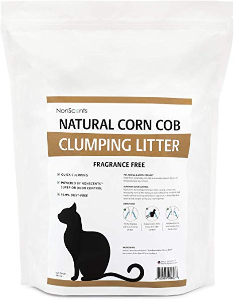 NonScents Natural Corn Cob Clumping Cat Litter Odor Control (14 Pounds)