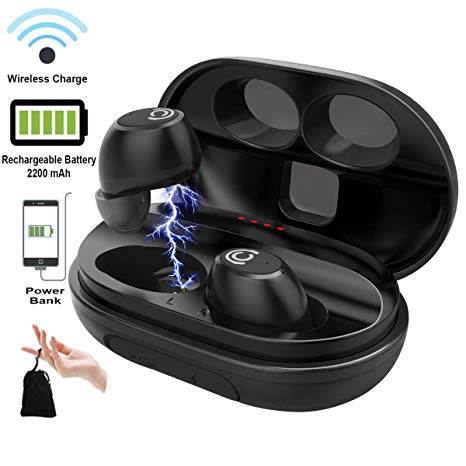 CHISANA Wireless Headphones – Bluetooth 5.0 Wireless Earbuds Headset | 3D Stereo Sound Deep Bass in-Ear HiFi True Wireless Earbuds w/Built-in Mic | 72H Playtime with 2200mAh QI Portable Charging Case