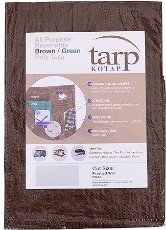 Kotap 10-ft x 20-ft Reversible Brown/Green Poly Tarp, Item: TBG-1020