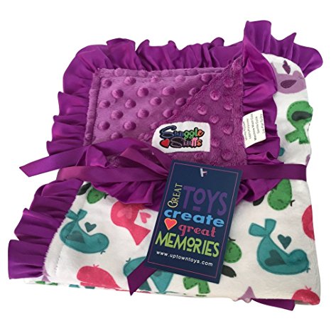Baby Girls Reversible Minky Velboa Stroller Blanket (Choose Color) (Birds / Violet)