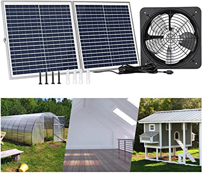 ECO-WORTHY 25W Solar Powered Attic Ventilator Gable Roof Vent Fan with 30W Foldable Solar Panel