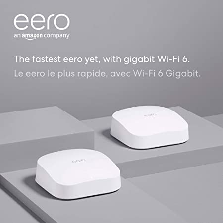 Introducing Amazon eero Pro 6 tri-band mesh Wi-Fi 6 system with built-in ZigBee smart home hub (2-pack)