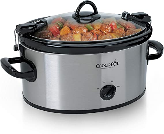 Crock-Pot SCCPVL600S Cook' N Carry 6-Quart Oval Manual Portable Slow Cooker, Silver