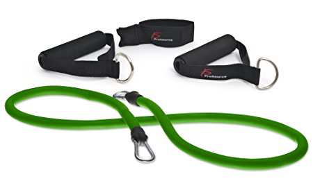 ProSource Single Stackable Resistance Bands with Door Anchor and Exercise Guide, 4.25-22.75 Kg, Heavy Duty Fitness Tube for Full-Body Exercises, P90X, Insanity, and Home Workouts, Green