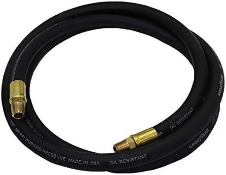 Goodyear 6' x 3/8" Rubber Whip Hose Black 250 PSI