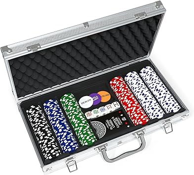 Cardinal Classics, 300-Piece Poker Set with Aluminum Carrying Case & Professional 11.5g Chips Plus 5 Poker Dice, for Adults and Kids Ages 10 and up