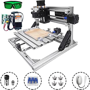 VEVOR CNC Machine 240x180mm CNC Router Kit 3 Axis CNC Router Machine GRBL Control with 5500mW Laser Power and ER11 and 5mm Extension Rod for Plastic Acrylic PCB PVC Wood Carving Milling Engraving
