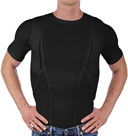 Holster Shirt for Concealed Carry, All Season Moisture Wicking, Mens Crew, Black