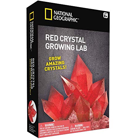 National Geographic Red Crystal Growing Lab – DIY Crystal Creation - Includes Real Aragonite Crystal Specimen