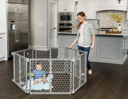 Regalo 192-Inch Plastic Super Wide Adjustable Baby Gate and Play Yard, 4-In-1, Bonus Kit, Includes 4 Pack of Wall Mounts, Indoor and Outdoor Play Pen