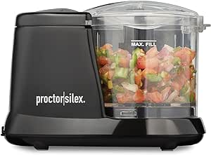 Proctor Silex Durable Electric Vegetable Chopper & Mini Food Processor for Chopping, Puree & Emulsify, 1.5 cups, Black