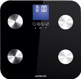 GoWISE USA Slim Digital Bathroom Scale - Measures Weight Body Fat Water and Bone Mass 400 Lbs Capacity Tempered Glass Black