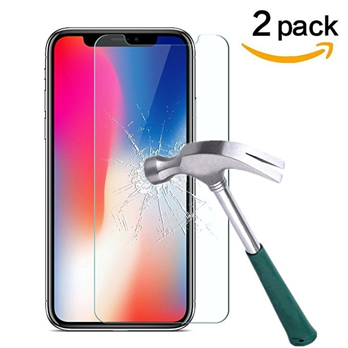 IPhone X Tempered Glass Screen Protector, Anti-Scratch, Anti-Fingerprint, Bubble Free, Lifetime Replacement Warranty,2 Pack