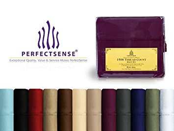 New 1500 Thread Count Luxury Soft Deep Pocket & Wrinkle-Free 4pc Bed Sheet Sets by PerfectSense - Burgundy, King