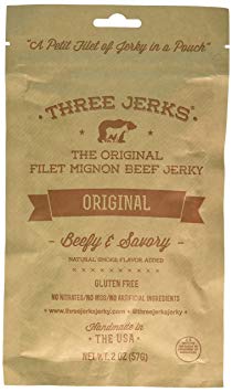 Three Jerks Filet Mignon Beef Jerky - Premium Natural Gourmet (Original, 1 Package)