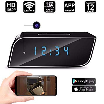 Spy Camera, Hidden WiFi Camera Clock with Discreet Live Recording, Stream with iPhone/Android App, 1080P Wireless Video for Discreet Home Monitoring Nanny Cam, 140 Angle/Night Vision/Motion Detection