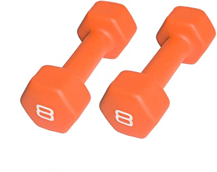 CAP Barbell Neoprene Coated Dumbbell (Pair), 8 lb, Orange