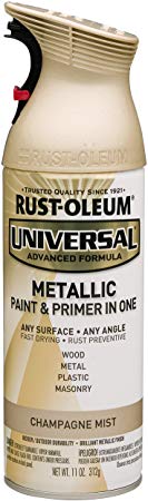 Rust-Oleum 261415 Universal All Surface Spray Paint 11 oz, Metallic Champagne Mist, Each, Gold