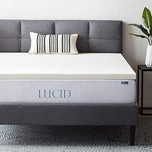 LUCID 2 Inch Ventilated Memory Foam Mattress Topper - 3 Year Warranty - Twin XL