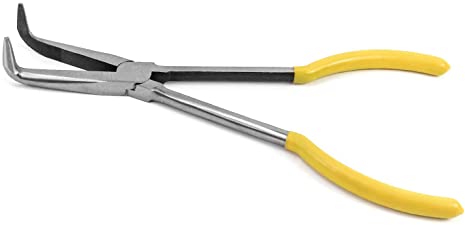 QWORK 10-1/2 Inch Long Reach Long Nose Pliers, 90-Degree Bent