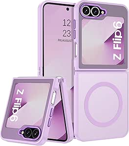 BENTOBEN for Samsung Galaxy Z Flip 6 Magnetic Case, Samsung Z Flip 6 Phone Case Compatible with MagSafe, Translucent Matte Shockproof Anti-Fingerprint Phone Case for Z Flip 6 6.7", Purple