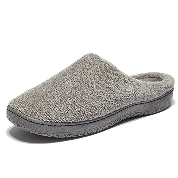 KENSBUY Men's Slip-on Warm Memory Foam Coral Fleece Indoor/Outdoor Slippers