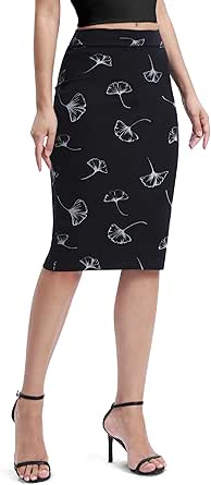 Urban CoCo Women's Elastic Waist Stretch Bodycon Midi Pencil Skirt