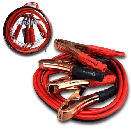 Zento Deals Premium Heavy Duty Jumper Booster Cables No Tangle Design (200 Amp 10 Gauge 12 Feet) with FREE Travel Case