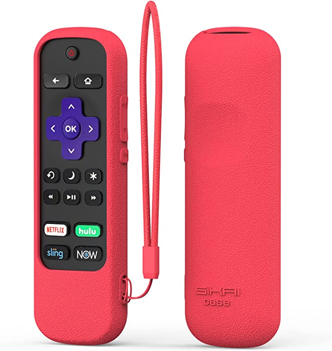 Roku Silicone Cover for Roku TCL RC580/Voice Remote/Express 4K /RCA1R(2022)/RCAL7R Remote Shockproof Protective Case for Roku Streaming Stick TC2-RCB7 Voice Remote Anti-Lost with Remote Loop(Red)