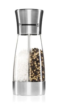 Elegant Dual Salt and Pepper Grinder - 2 in 1 Pepper and Salt Mill Stainless Steel with Acrylic Casing