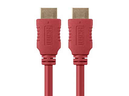 Monoprice 104024 Select Series High Speed HDMI Cable, 4K @ 24Hz, 10.2Gbps, 28AWG, 6ft, Red