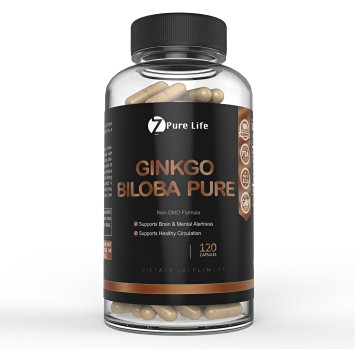 Ginkgo Biloba Pure – Natural Extract Powder Capsule Pills – Improve Brain Health & Memory – Supplement Better than Tincture & Tea Leaf