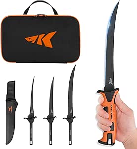 KastKing Interchangeable 3-Blade Fillet Knife Kit: Stainless Blades, Ergonomic Handle, Saltwater Resistant, Includes Case