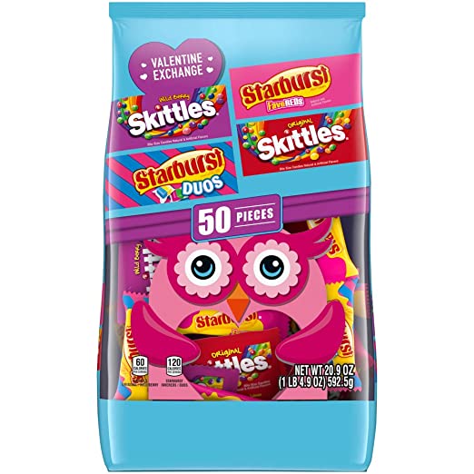 SKITTLES and STARBURST Fun Size Valentine's Day Candy, 20.9-Ounce Mixed Bag, 50 Pieces