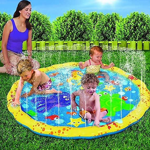 Splash Pad Children Water Toy Outdoor Kids Sprinkler Mat Toy Children’s Sprinkler Pool Inflatable Water Have Fun Toys ECO PVC Diameter 40`` Mat for 1 or 2 Kids